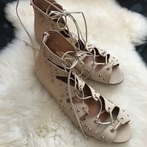 Women’s Schutz lace up studded flat sandals.
